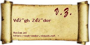 Végh Zádor névjegykártya